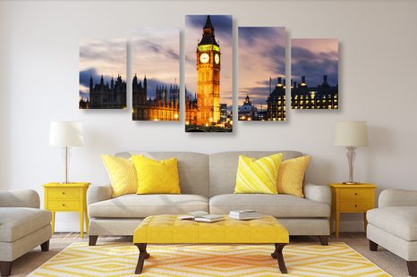 КАРТИНИ ОТ 5 ЧАСТИ – НОЩЕН БИГ БЕН В ЛОНДОН - ГРАДСКИ КАРТИНИ - КАРТИНИ