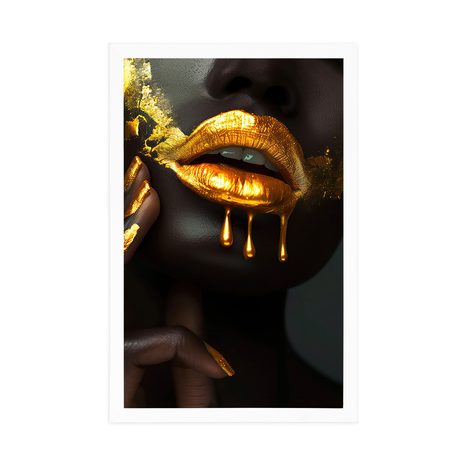 POSTER FRAU MIT GOLDENEN LIPPEN - FRAUEN - POSTER