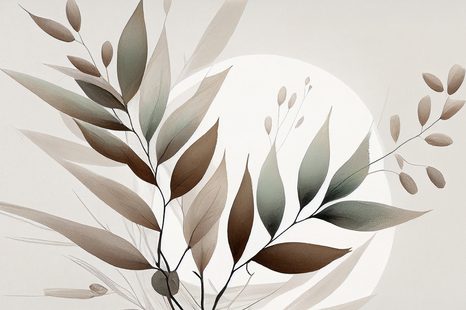 OBRAZ MINIMALISTYCZNE LIŚCIE W STYLU BOHO - OBRAZY DRZEW I LIŚCI - OBRAZY