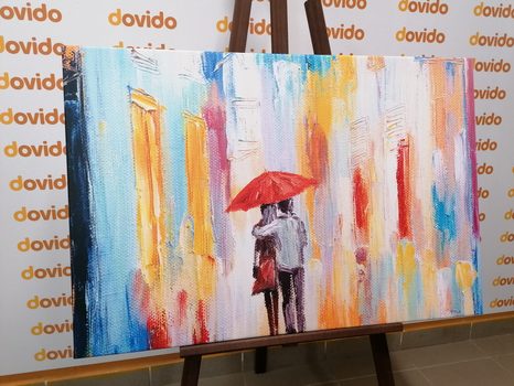 TABLEAU SUR TOILE – PROMENADE SOUS LA PLUIE - TABLEAUX D'AMOUR - TABLEAUX