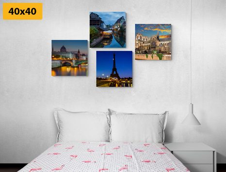 SET OBRAZŮ ROMANTICKÝ NOČNÍ PAŘÍŽ - SESTAVY OBRAZŮ - OBRAZY