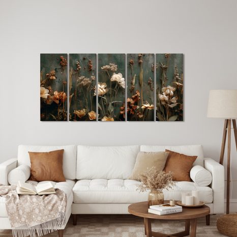 5-TEILIGES WANDBILD BLUMENHARMONIE - BILDER BLUMEN - BILDER