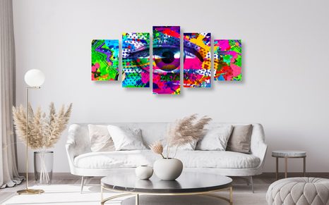 5-TEILIGES WANDBILD MENSCHLICHES AUGE IM POP-ART-STIL - POP-ART-BILDER - BILDER