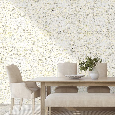 SELBSTKLEBENDE TAPETE GOLDENE PUNKTE AUF WEISSEM HINTERGRUND - GEMUSTERTE TAPETEN - TAPETEN