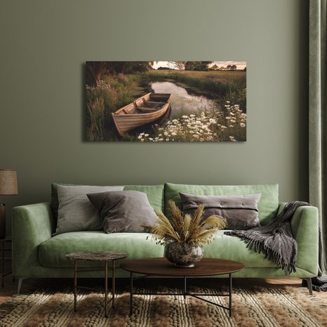 WANDBILD BOOT IN BLUMIGER BUCHT - BILDER SEEN - BILDER