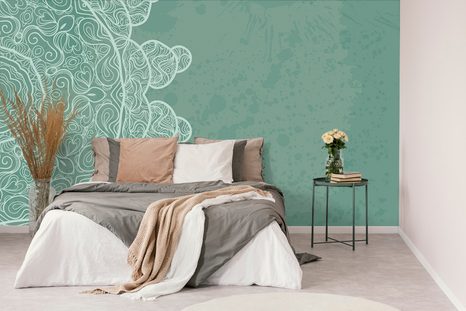 WALLPAPER GREEN ARABESQUE ON AN ABSTRACT BACKGROUND - WALLPAPERS FENG SHUI - WALLPAPERS