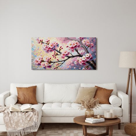 WANDBILD BLÜHENDER KIRSCHZWEIG - BILDER BLUMEN - BILDER