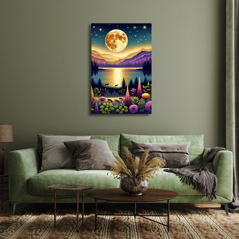 OBRAZ KOUZELNÁ NOČNÍ KRAJINA S MĚSÍCEM - PICTURES - 🔥 TOTAL SALE 🔥