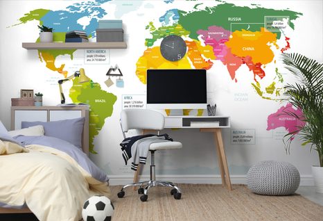 TAPETA VÝJIMEČNÁ MAPA S BÍLÝM POZADÍM - TAPETY MAPY - TAPETY