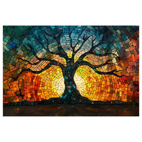 WANDBILD LEBENSBAUM IM MOSAIK - BILDER BÄUME DES LEBENS - BILDER