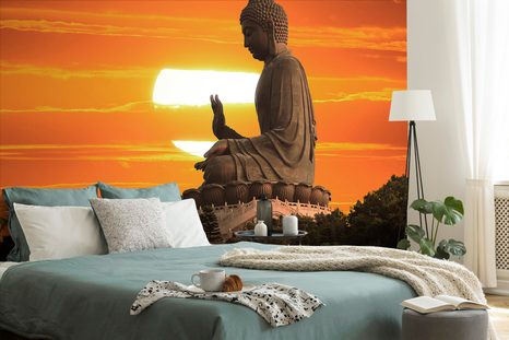 SELBSTKLEBENDE TAPETE BUDDHA-STATUE BEI SONNENUNTERGANG - SELBSTKLEBENDE TAPETEN - TAPETEN