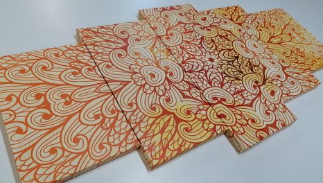 TABLOU 5-PIESE MANDALA ETNICĂ DE AUR - TABLOURI FENG SHUI - TABLOURI