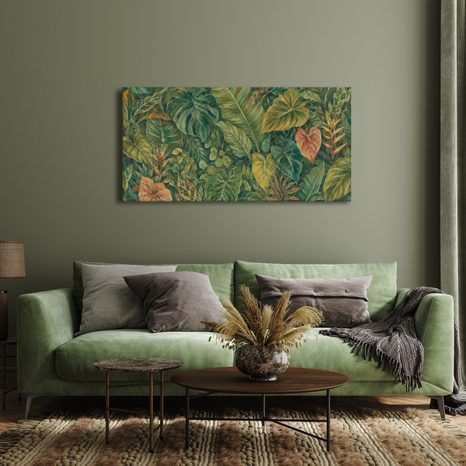 CANVASTAVLA BOTANISK KOMPOSITION MED TROPISKA BLAD - TAVLOR MED TRÄD OCH BLAD - TAVLOR