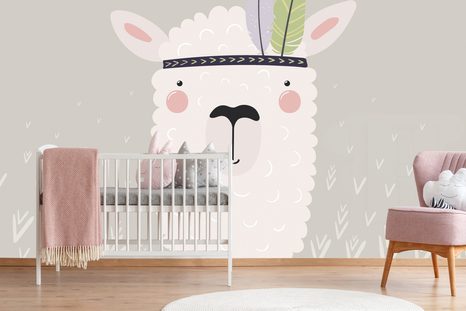 SAMOLEPÍCÍ TAPETA INDIÁNSKÁ LAMA S PEŘÍČKY - SAMOLEPÍCÍ TAPETY - TAPETY