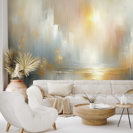 TAPETE ABSTRAKTE GOLDENE UND GRAUE TÖNE - MARMOR-TAPETEN - TAPETEN