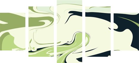 TABLOU 5-PIESE MODEL ABSTRACT DE MATERIALE ÎN VERDE - TABLOURI ABSTRACTE - TABLOURI