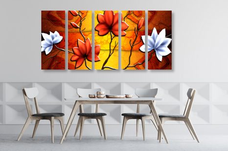 5-RÉSZES KÉP ETNO STÍLUSBAN - VIRÁGMINTÁS KÉPEK - KÉPEK