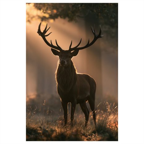 CANVASTAVLA MAJESTÄTISK HJORT I SKOGEN - TAVLOR MED HJORTAR - TAVLOR