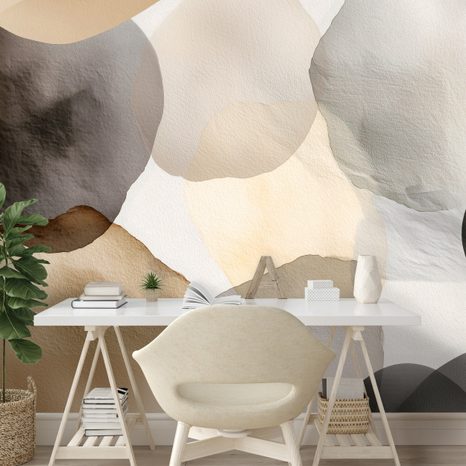 TAPET AUTOADEZIV CERCURI ABSTRACTE ACUARELĂ BEJ - TAPET ABSTRACT - TAPETURI