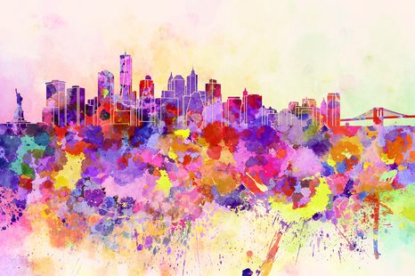 TAPETE NEW YORK IN AQUARELL - TAPETEN VON STÄDTEN - TAPETEN