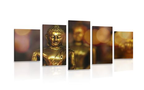 5 PART PICTURE BUDDHA WITH ABSTRACT BACKGROUND