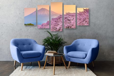 5-DÍLNÝ OBRAZ NÁDHERNÉ JAPONSKO - OBRAZY PŘÍRODY A KRAJINY - OBRAZY