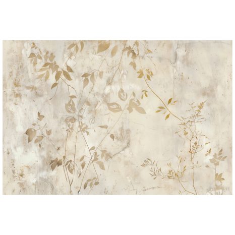 TAPET FRUNZE AURII PE FUNDAL BEJ - TAPETE FRUNZE - TAPETURI