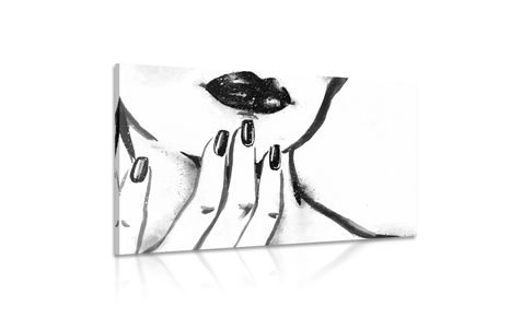 WANDBILD AQUARELL-PORTRÄT EINER FRAU IN SCHWARZ-WEISS - BILDER VON MENSCHEN - BILDER