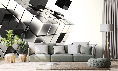 TAPETA ČERNOBÍLÁ STRATEGICKÁ KOSTKA - ČERNOBÍLÉ TAPETY - TAPETY