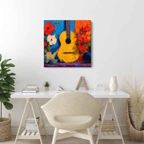 SLIKA GITARA S CVJETNOM KOMPOZICIJOM - GLAZBENE SLIKE - SLIKE