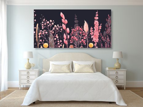 WANDBILD VARIANTEN VON GRAS IN ROSA - BILDER BLUMEN - BILDER