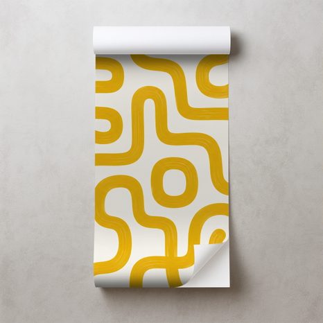 SAMOLEPIACA TAPETA ŽLTÉ RETRO GEOMETRICKÉ LÍNIE - VZOROVANÉ TAPETY - TAPETY