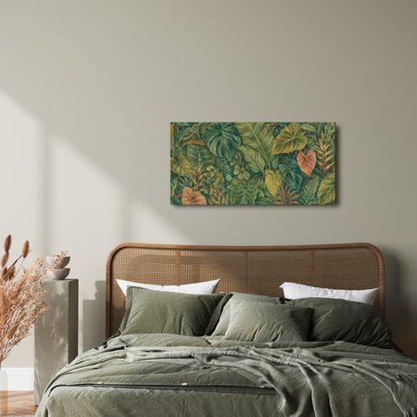 CANVASTAVLA BOTANISK KOMPOSITION MED TROPISKA BLAD - TAVLOR MED TRÄD OCH BLAD - TAVLOR
