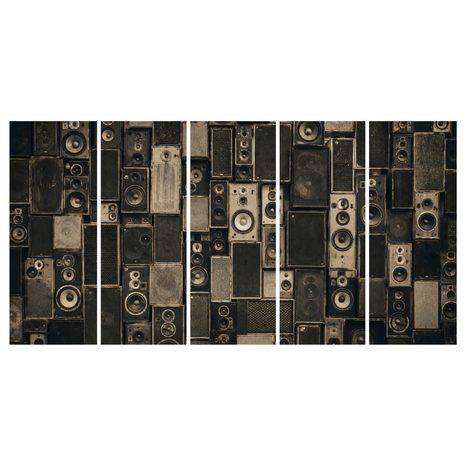 5-TEILIGES WANDBILD VINTAGE LAUTSPRECHER - MUSIKBILDER - BILDER