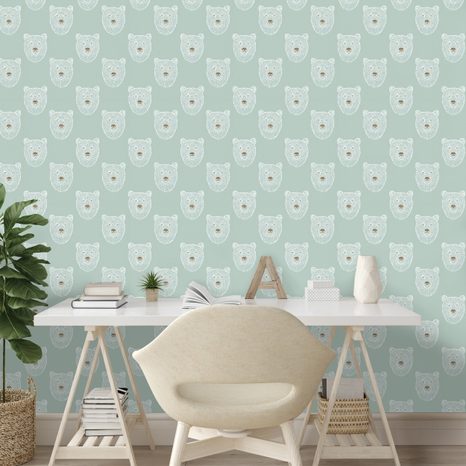 TAPETE NIEDLICHE BÄREN AUF HELLEM HINTERGRUND - GEMUSTERTE TAPETEN - TAPETEN