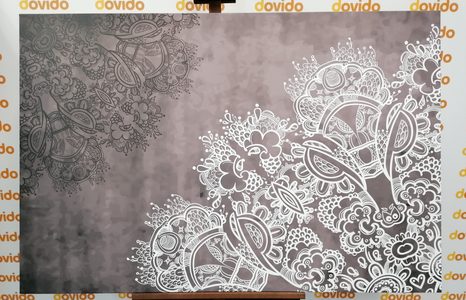 KÉP VIRÁGOS MANDALA RÉSZE FEKETE FEHÉRBEN - FEKETE-FEHÉR KÉPEK - KÉPEK