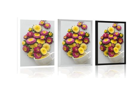 POSTER TASSE VOLL VON BLUMEN - VASEN - POSTER