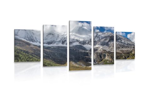 QUADRO IN 5 PARTI MAESTOSO PAESAGGIO DI MONTAGNA - QUADRI DI NATURA E PAESAGGIO - QUADRI