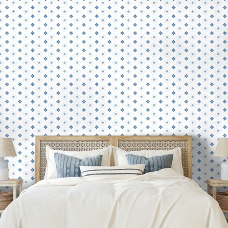 SAMOLEPÍCÍ TAPETA MODRÉ GEOMETRICKÉ DIAMANTY - VZOROVANÉ TAPETY - TAPETY