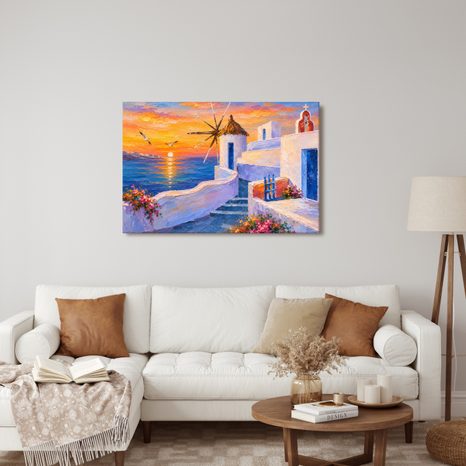 WANDBILD GRIECHISCHE INSEL BEI SONNENUNTERGANG - BILDER MEER UND STRAND - BILDER
