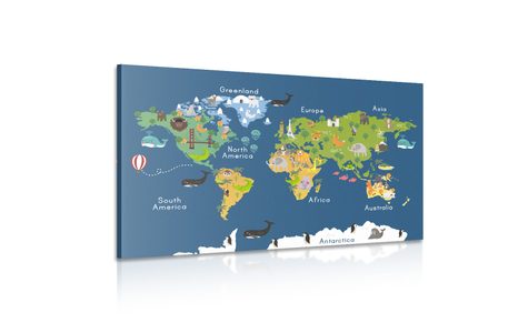 OBRAZ MAPA SVĚTA PRO DĚTI - DĚTSKÉ OBRAZY - OBRAZY