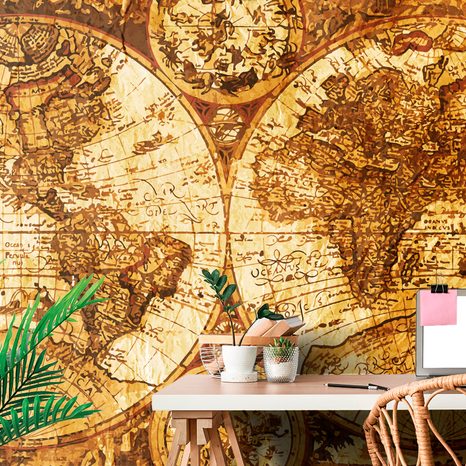 SELF ADHESIVE WALLPAPER SKETCHED MAP OF THE PAST - WALLPAPERS - 🔥 TOTAL SALE 🔥
