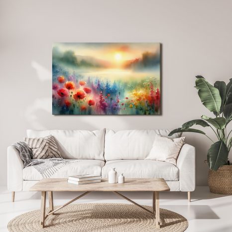 OBRAZ LOUKA PŘI VÝCHODU SLUNCE - OBRAZY VÝCHOD A ZÁPAD SLUNCE - OBRAZY