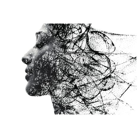 TAPETA ŽENA S APSTRAKTNIM ELEMENTIMA - CRNO-BIJELE TAPETE - TAPETE