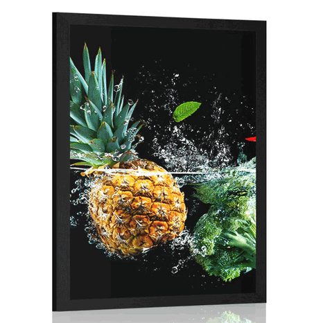 POSTER ORGANIC FRUITS AND VEGETABLES - WITH A KITCHEN MOTIF - POSTERS