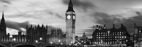 WANDBILD BIG BEN IN LONDON IN SCHWARZ-WEISS - SCHWARZ-WEISSE BILDER - BILDER