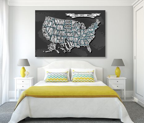 OBRAZ MODERNÍ MAPA USA - OBRAZY MAPY - OBRAZY