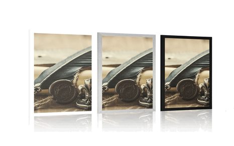 POSTER HISTORISCHE FEDER UND PERGAMENT - VINTAGE UND RETRO - POSTER