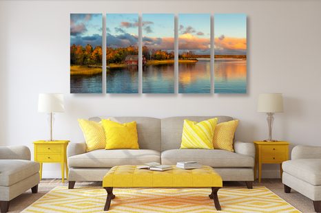 5-RÉSZES KÉP NAPLAMENTE TÓNÁL - TERMÉSZET- ÉS TÁJKÉPEK - KÉPEK