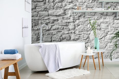 SELBSTKLEBENDE FOTOTAPETE GRAUE WAND AUS STEIN - SELBSTKLEBENDE TAPETEN - TAPETEN